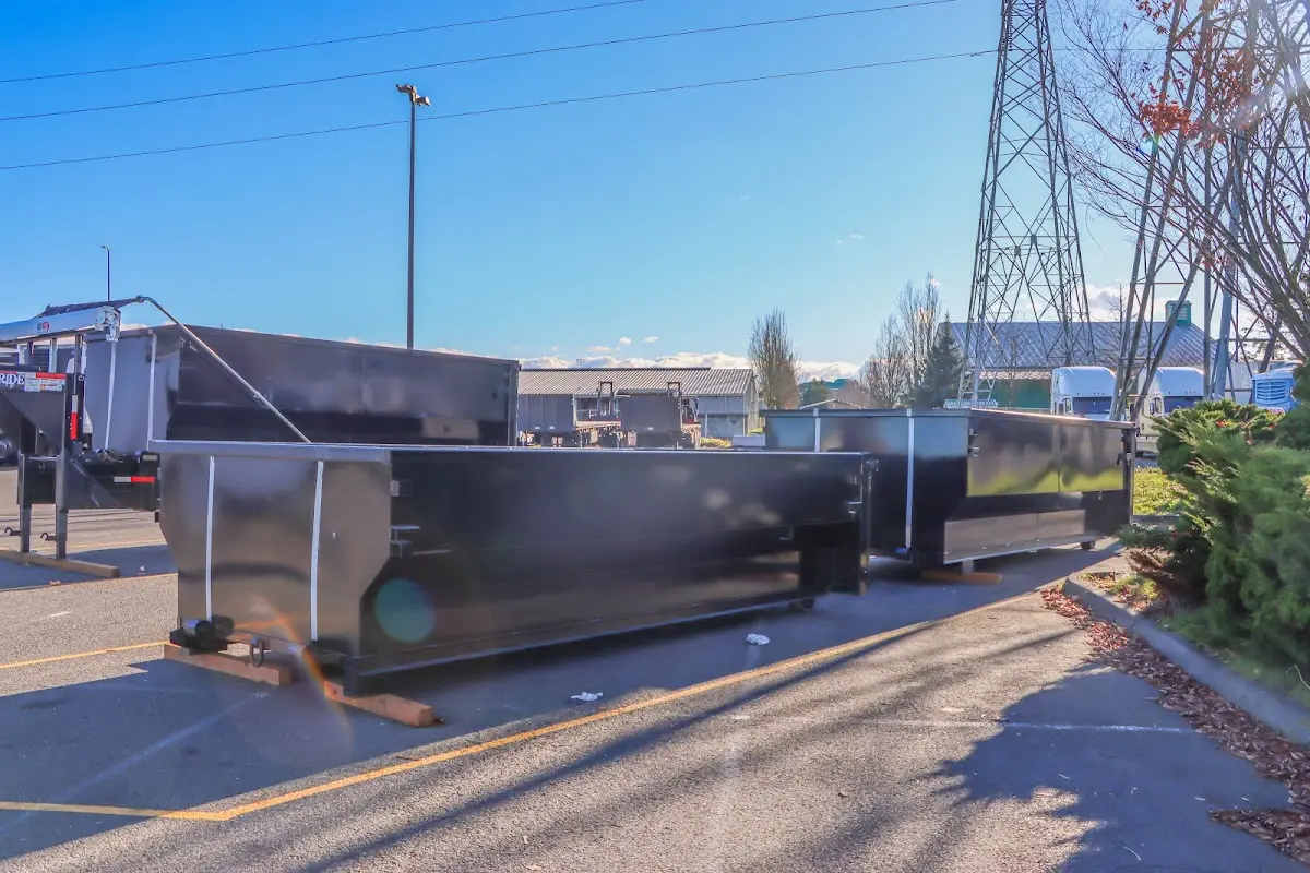 Roll-off dumpster ready for waste disposal at job site for Estate Cleanout Dumpster Rental in Grand Island